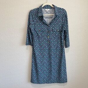 Jude Connally Womens Susanna Dress Medium Geometric Preppy Stretch Colorful